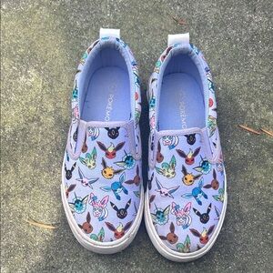 Pokemon Kids Slip-On Sneakers in Lavender with Multicolor Eevee Designs